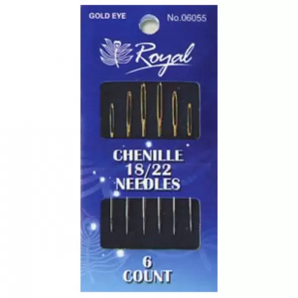 Chenille 18/22 (6 шт) Набір голок для вишивання стрічками з золотим вушком Royal (Японія)  (арт. 14714)