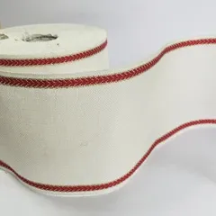 Стрічка-канва 940/100-890. Молочний льон з червонє-золотим кантом
                , (арт. 20602)