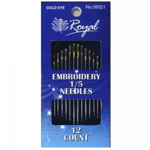 Embroidery 1/5 (12шт) Набор игл для вышивания гладью с золотым ушком Royal (Япония)  (арт. 14730)