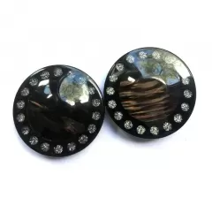 Гудзик круглий коричневий з камінчиками на ніжці 403г
                , (арт. 19197)