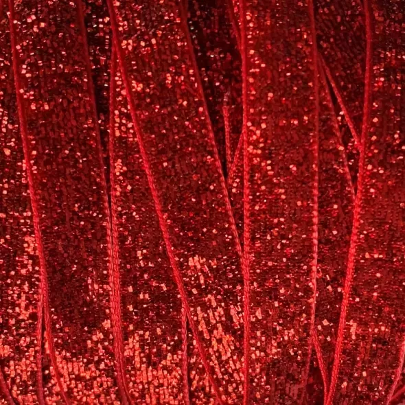 Декоративна червона стрічка з люрексовою ниткою  (арт. 18334) | Фото 2