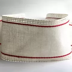 Стрічка-канва 1020/100. Молочний з черовним+мереживо
                , (арт. 18462)