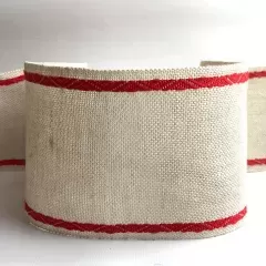Стрічка-канва 8831/100. Натуральний льон з червоним кантом
                , (арт. 18471)