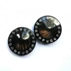 Гудзик круглий коричневий з камінчиками на ніжці 404г
                , (арт. 19205)