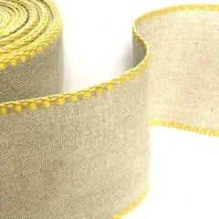 Стрічка-канва 1091/110-4. Натуральний льон з жовтим кантом
                , (арт. 20605)