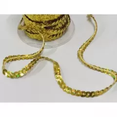 Паєтки метражні  6 мм світле золото з голографічним блиском
                , (арт. 19054)