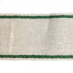 Лента-канва 883/100. Натуральный лен с зеленым кантом