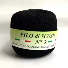 Пряжа Filo di Scozia №12. Черный №196
                , (арт. 18856)