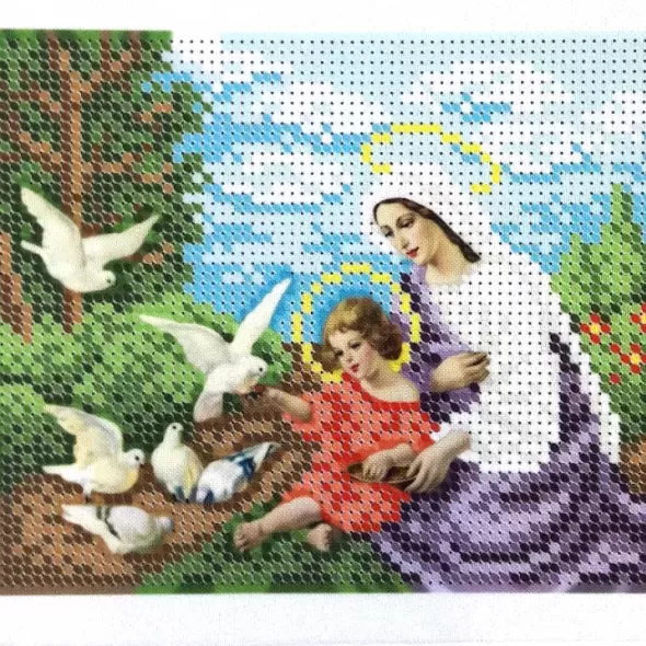 Схема "Мария и дитя Иисус с голубями" БСР-5272  (арт. 15847)