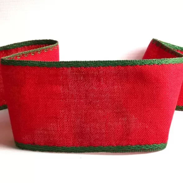 Лента-канва 830/70. Красный с зеленым кантом  (арт. 18429) | Фото 1