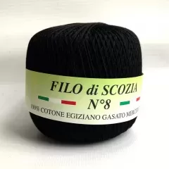 Пряжа Filo di Scozia №8. Чорний №196
                , (арт. 18227)