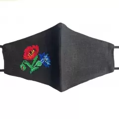 Захисна подвійна маска з вишивкою «Квіти»
                , (арт. 19251)