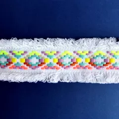 Тесьма с бахрамой разноцветной