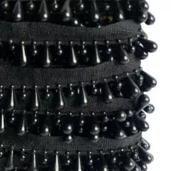Декоративна тасьма з чорними намистинками 2414