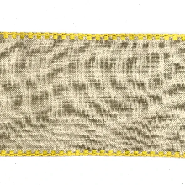 Стрічка-канва 1091/110-4. Натуральний льон з жовтим кантом  (арт. 20605) | Фото 2