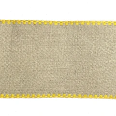 Лента-канва 1091/110-4. Натуральный лен с желтым кантом