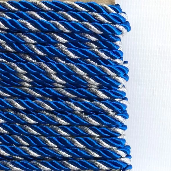 Декоративний кручений шнур. Синьо-срібний  (арт. 18346)