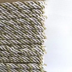 Декоративний кручений шнур. Біло-золотистий
                , (арт. 18332)