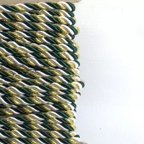 Декоративний кручений шнур. Зелено-золотистий  (арт. 18333)