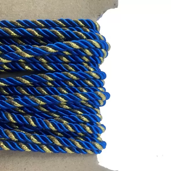 Декоративний кручений шнур синьо-золотий  (арт. 19145)