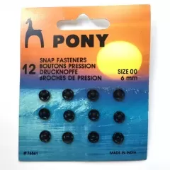 Кнопки потаємні латунні Pony (Snap Fasteners Brass) (чорні 6 мм)
                , (арт. 10802)