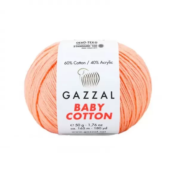 Пряжа Gazzal Baby Cotton №3412 персиковий  (арт. 19353) | Фото 1