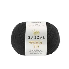 Пряжа Gazzal  Wool 115/3307 чорна
                , (арт. 21149)