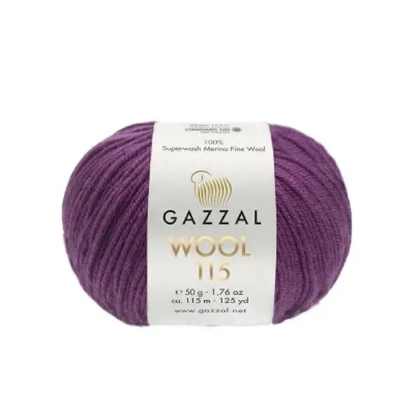 Пряжа Gazzal  Wool 115/3324 фіолетова  (арт. 20887)