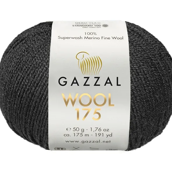 Пряжа Gazzal  Wool 175/304 чёрная   (арт. 20841) | Фото 1