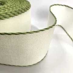 Лента-канва 1000/70-234. Молочный лен з желто-зеленым кантом
                , (арт. 20626)