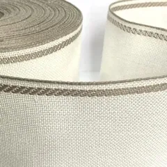 Стрічка-канва 850/90-27. Молочний льон з бежевим кантом
                , (арт. 20611)