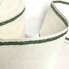 Стрічка-канва 888/100-23. Молочний льон з зеленим кантом
                , (арт. 20612)