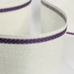 Лента-канва 940/100-3344. Молочный лен з лавандовым  кантом
                , (арт. 20615)