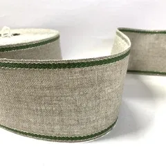 Стрічка-канва 941/70-2390. Натральний льон з зелено-золотим кантом
                , (арт. 20598)