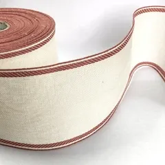 Стрічка-канва 950/100-11. Молочний льон з темно-рожевим кантом
                , (арт. 20622)