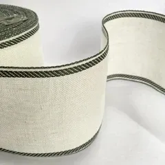 Лента-канва 950/100-52. Молочный лен з зеленым кантом
                , (арт. 20621)