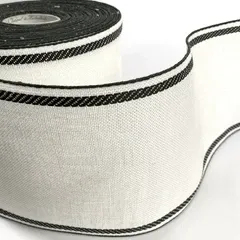 Лента-канва 950/120-45. Молочний лен з темно-зеленым кантом
                , (арт. 20624)