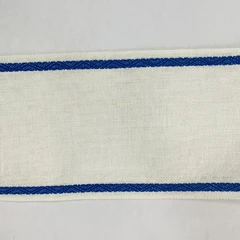 Лента-канва 980/100-19. Белый лен с синим кантом