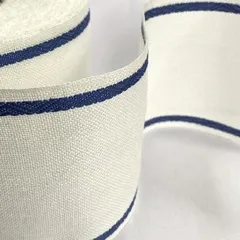 Стрічка-канва 980/100-19. Білий льон з синім кантом
                , (арт. 20614)