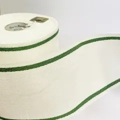 Стрічка-канва 980/100-23. Білий льон з зеленим кантом
                , (арт. 20595)