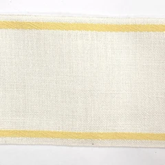 Лента-канва 980/100-4. Молочный лен з желтым кантом